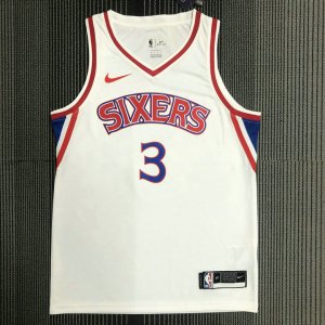 Maillot de Basket #3 Iversion 76ers retro Blanc Imprimé